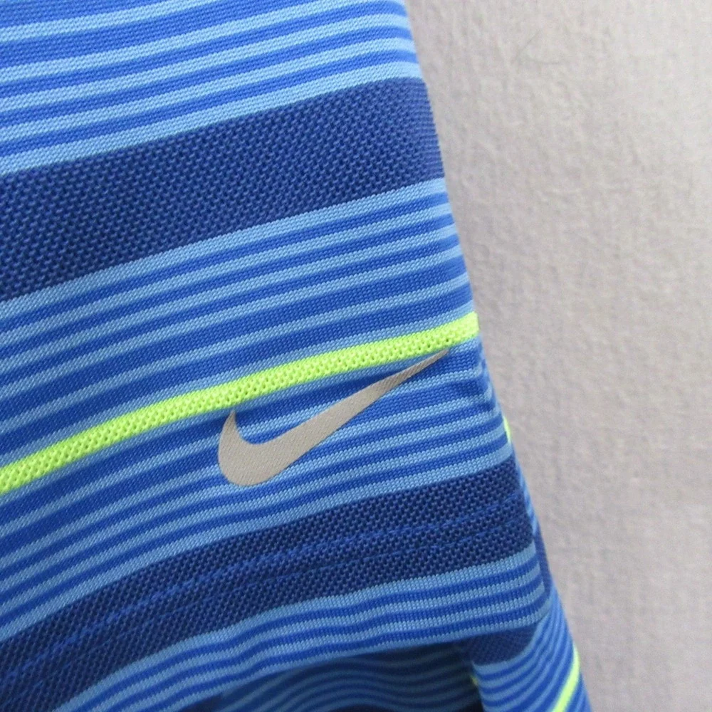 Nike Mens Golf Polo Shirt L Blue Striped Tour Performance Dri Fit‎ Sports